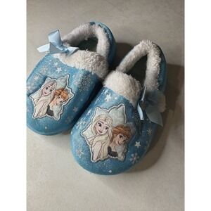 Disney Frozen Elsa Anna Blue Slippers House Shoes Toddler Girls Size 9/10